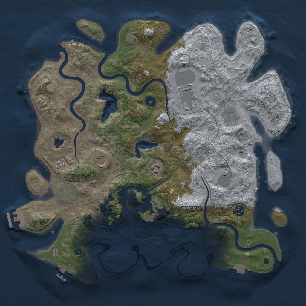Rust Map: Procedural Map, Size: 4100, Seed: 43508152, 15 Monuments
