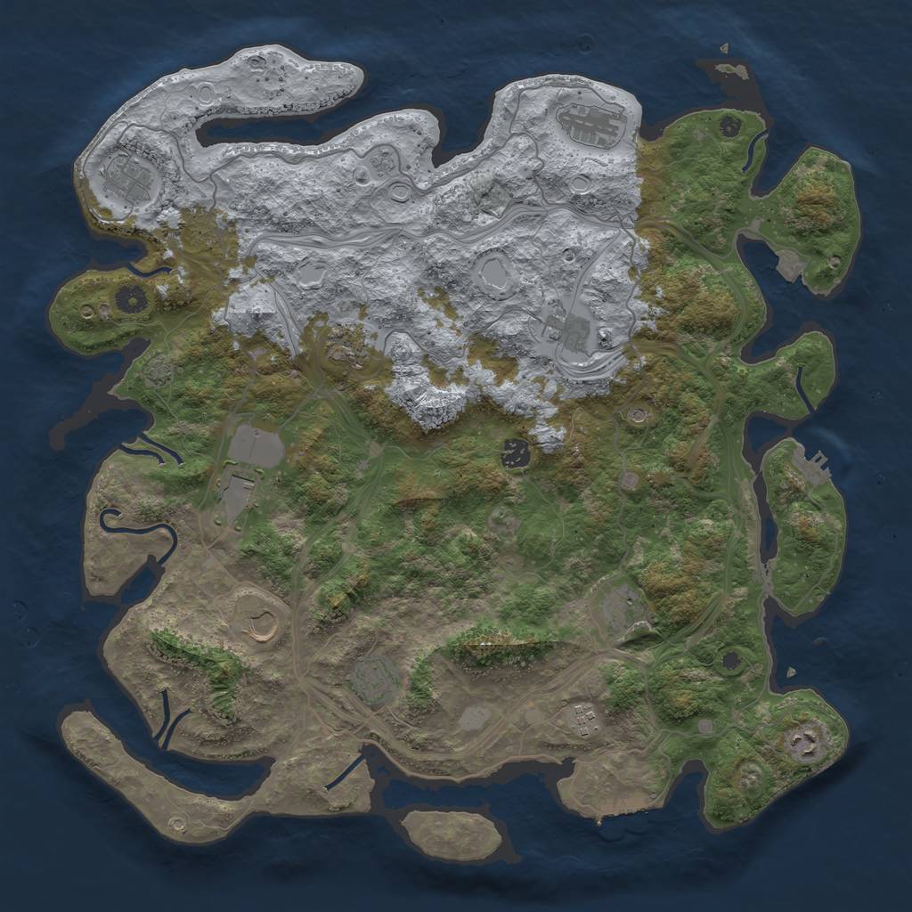 Rust Map: Procedural Map, Size: 4500, Seed: 1745492191, 19 Monuments