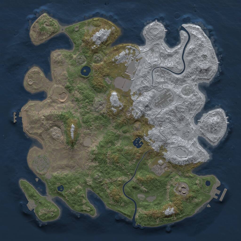 Rust Map: Procedural Map, Size: 3650, Seed: 6877952, 14 Monuments