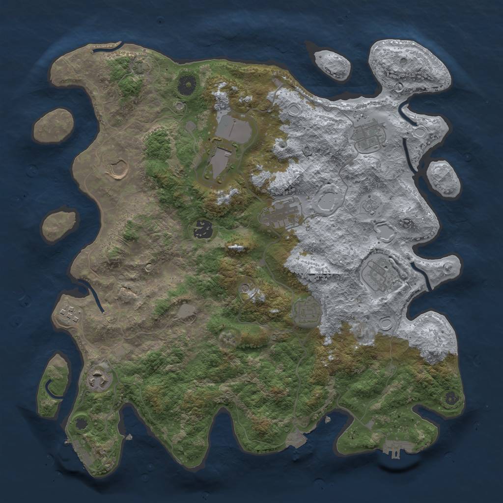Rust Map: Procedural Map, Size: 3850, Seed: 71666634, 17 Monuments