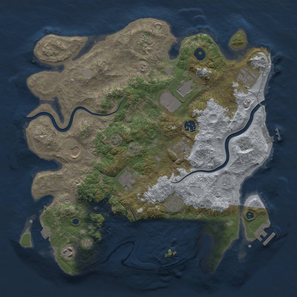 Rust Map: Procedural Map, Size: 3800, Seed: 11139771, 16 Monuments