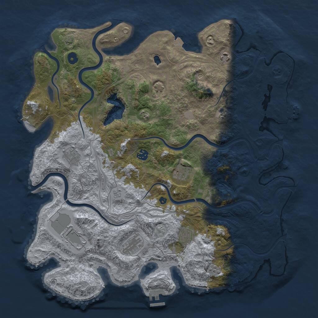 Rust Map: Procedural Map, Size: 4300, Seed: 84810995, 14 Monuments