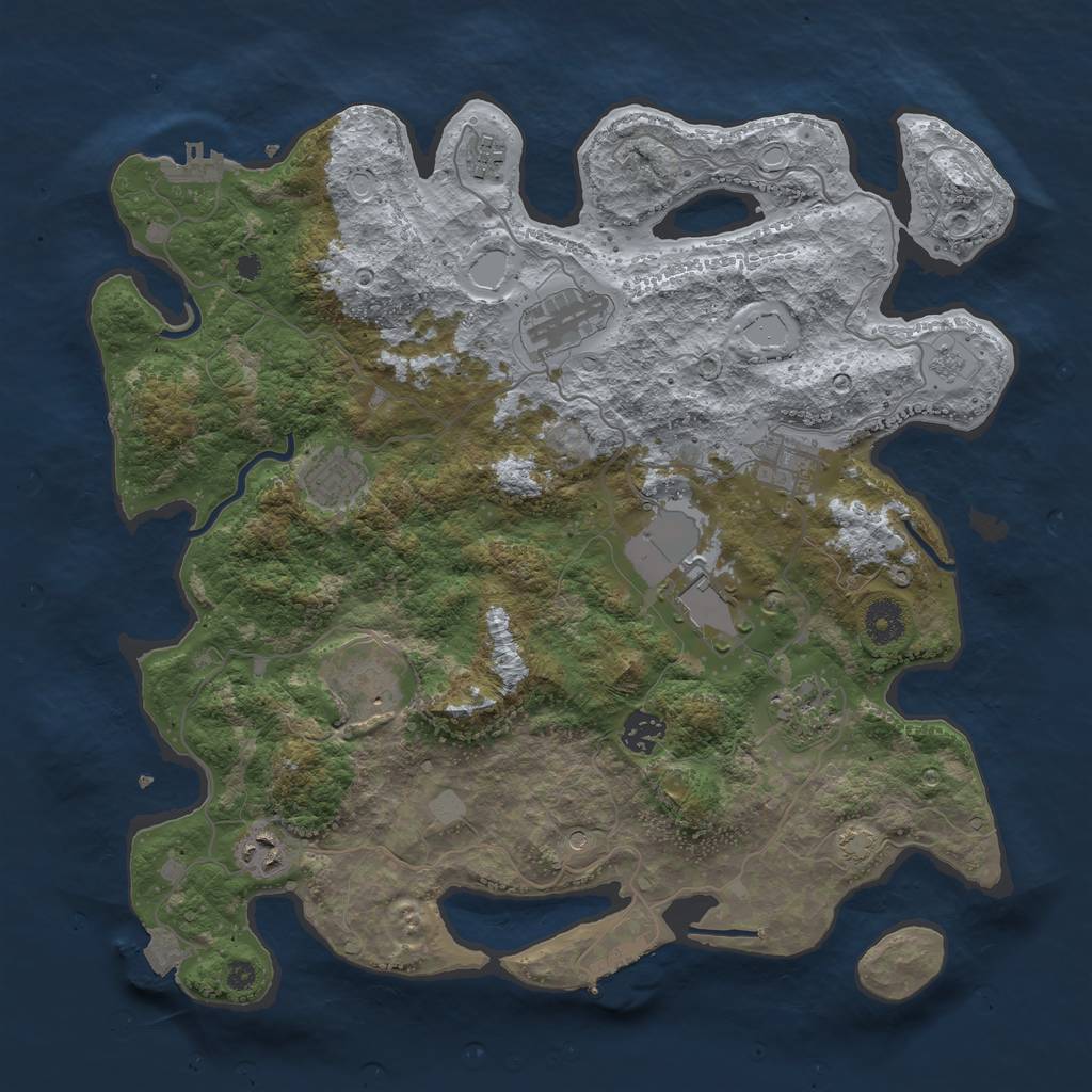 Rust Map: Procedural Map, Size: 3800, Seed: 19656110, 17 Monuments