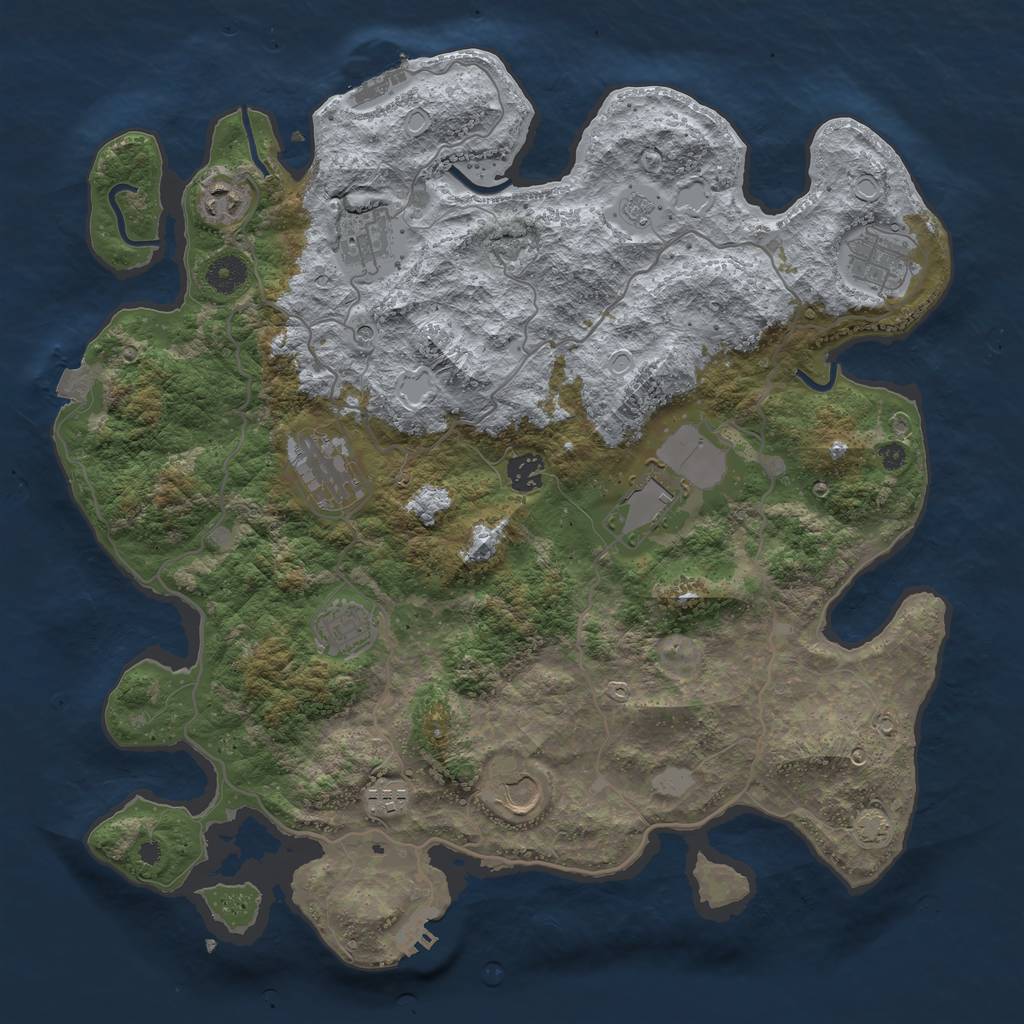 Rust Map: Procedural Map, Size: 4000, Seed: 491535393, 17 Monuments