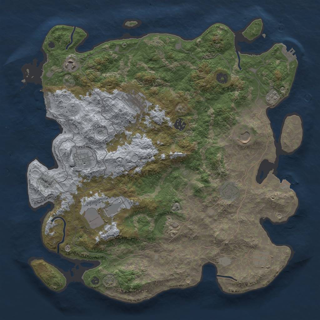 Rust Map: Procedural Map, Size: 4100, Seed: 83075858, 18 Monuments