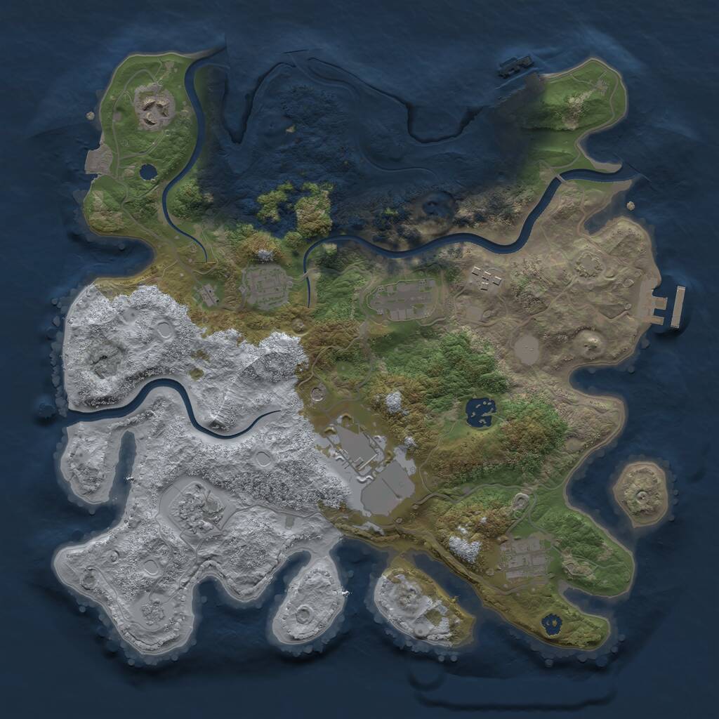 Rust Map: Procedural Map, Size: 3500, Seed: 5478934, 14 Monuments