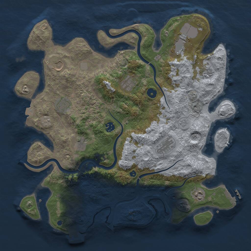 Rust Map: Procedural Map, Size: 3900, Seed: 45317566, 16 Monuments