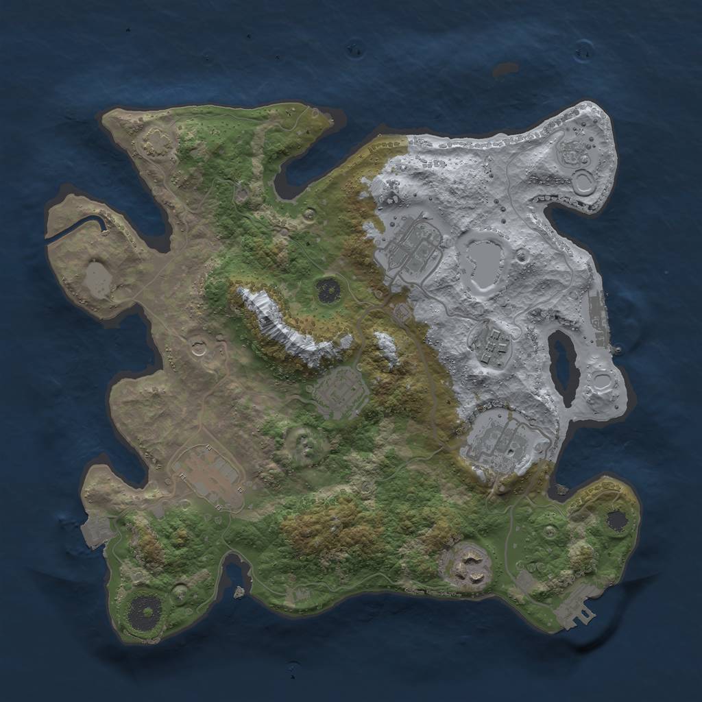 Rust Map: Procedural Map, Size: 3000, Seed: 985697779, 14 Monuments