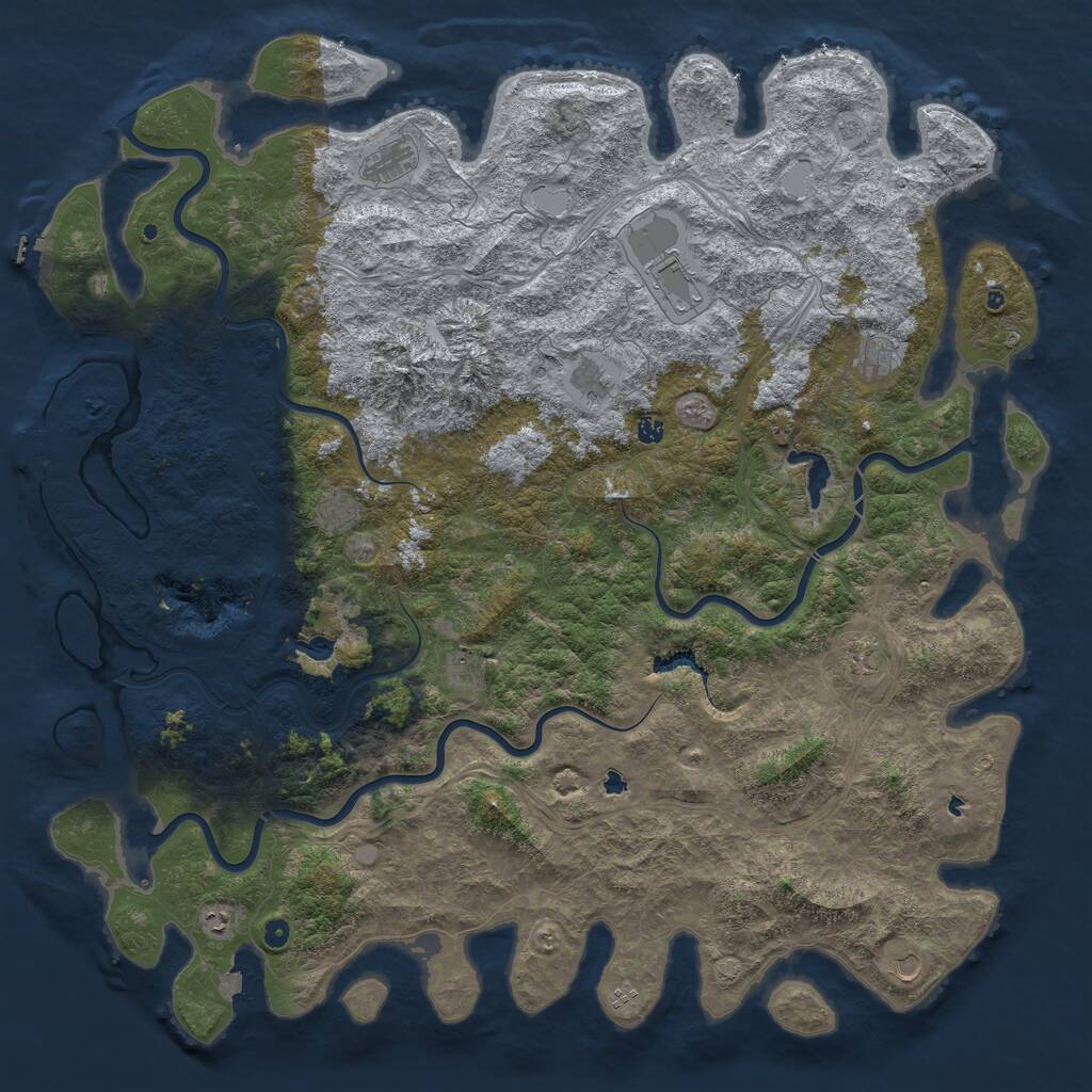 Rust Map: Procedural Map, Size: 6000, Seed: 935175563, 17 Monuments