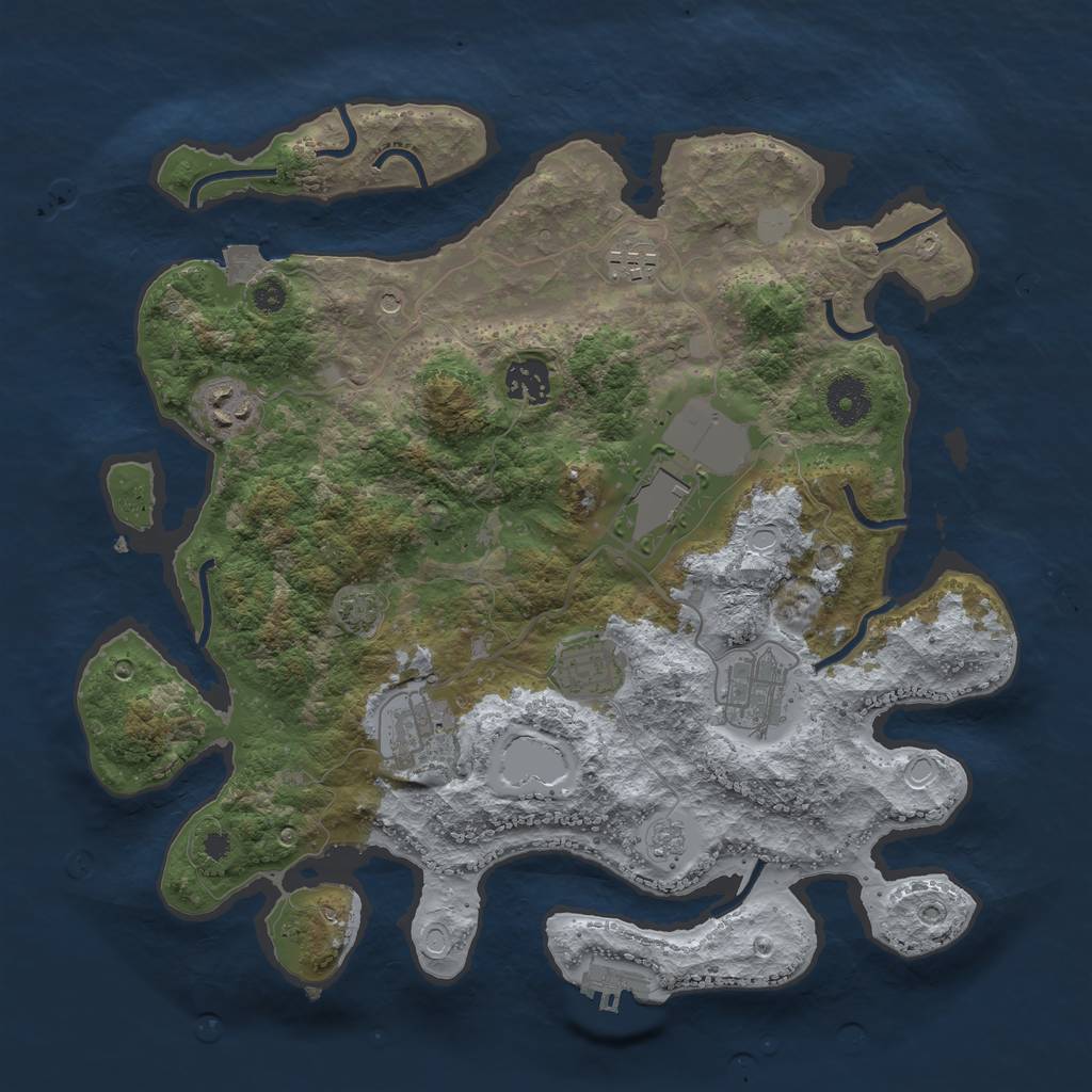 Rust Map: Procedural Map, Size: 3500, Seed: 1908060287, 14 Monuments