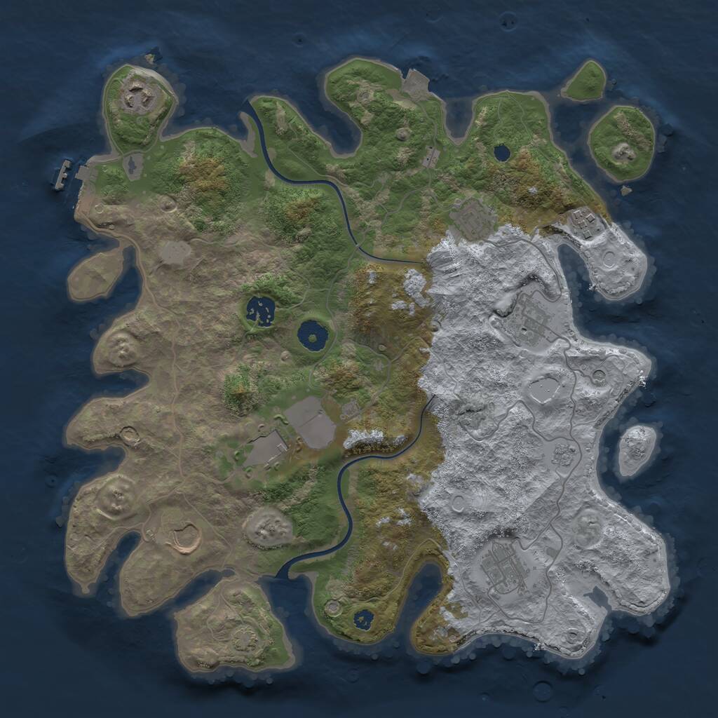 Rust Map: Procedural Map, Size: 3600, Seed: 74131358, 13 Monuments