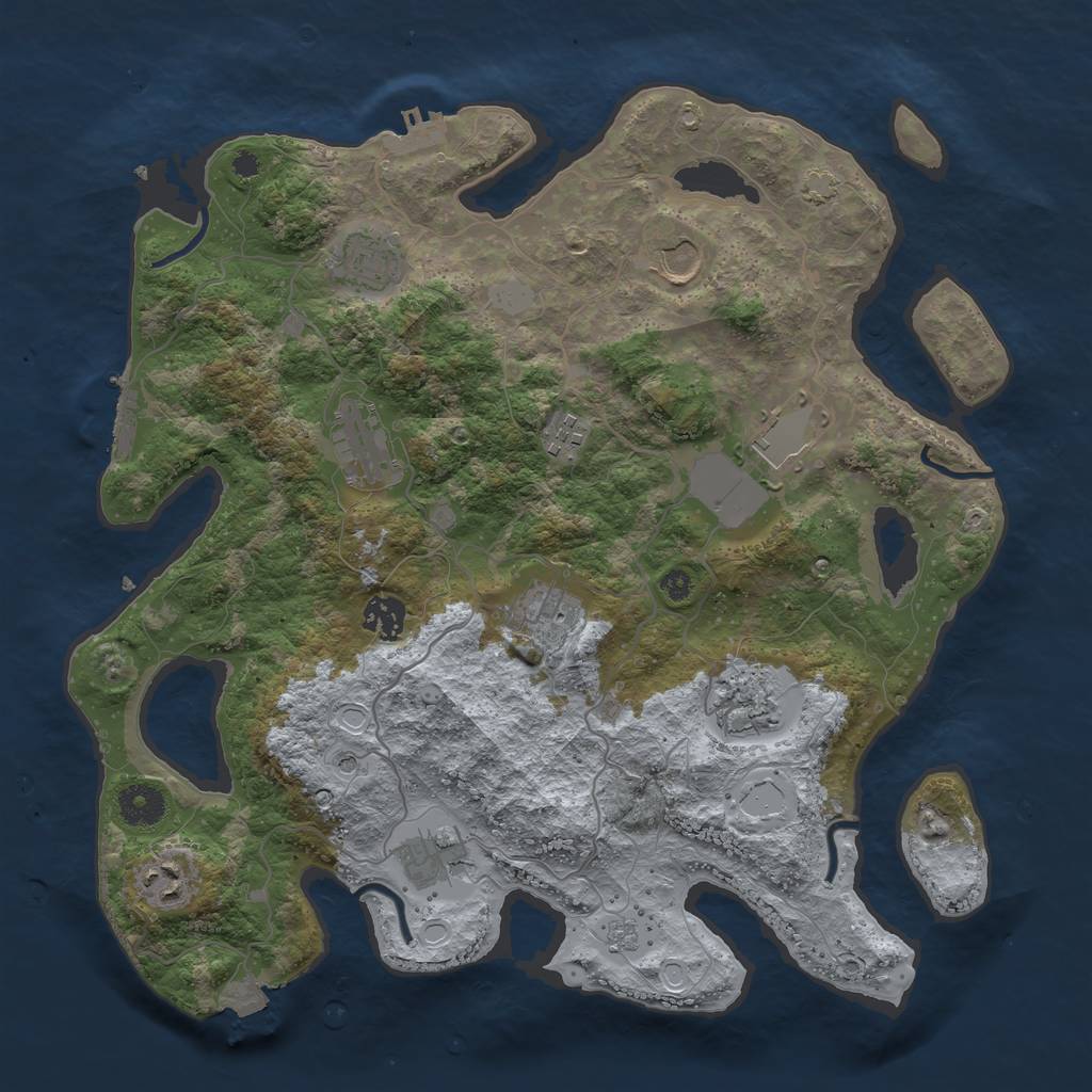 Rust Map: Procedural Map, Size: 3700, Seed: 56962258, 18 Monuments