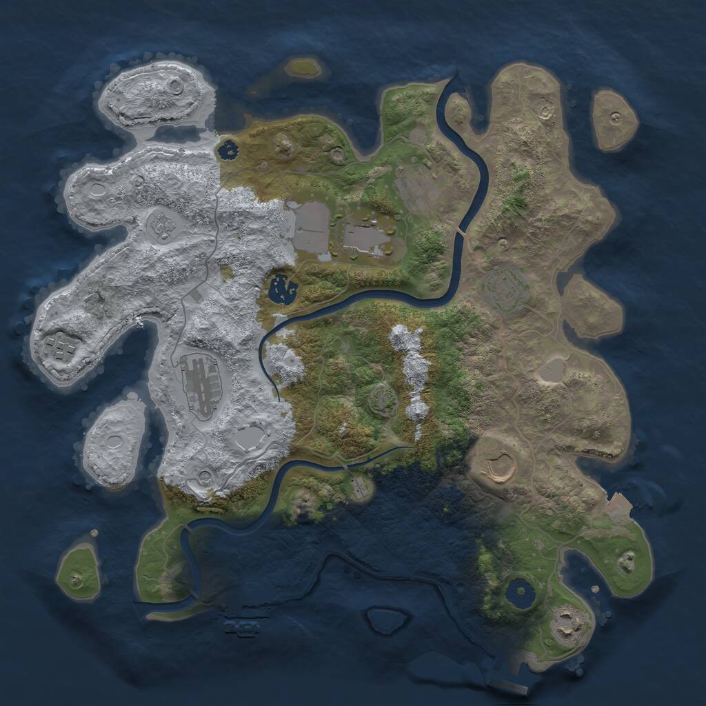 Rust Map: Procedural Map, Size: 3600, Seed: 19341635, 14 Monuments