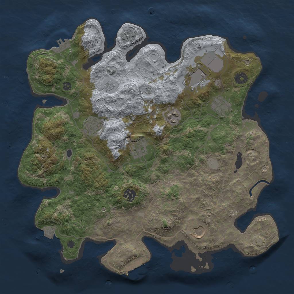 Rust Map: Procedural Map, Size: 3500, Seed: 23542355, 16 Monuments
