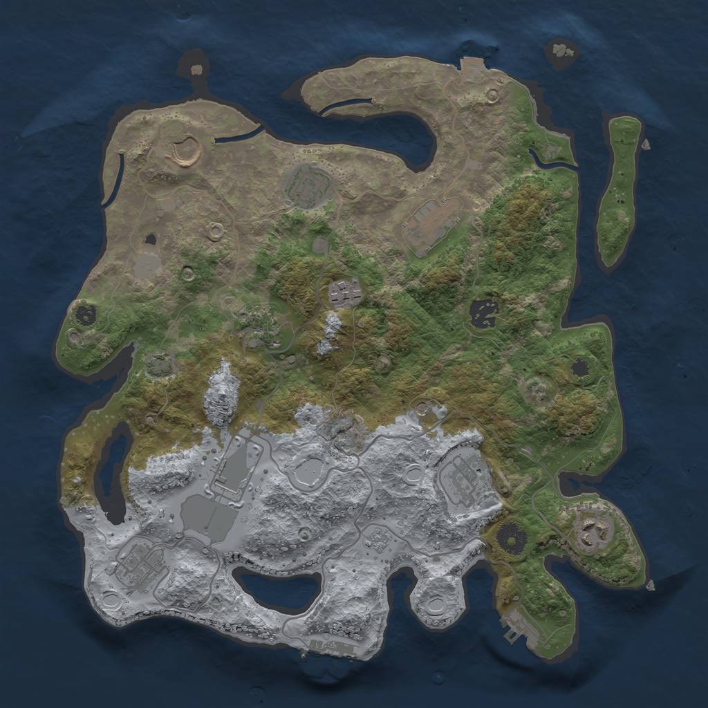 Rust Map: Procedural Map, Size: 3500, Seed: 1359581112, 18 Monuments