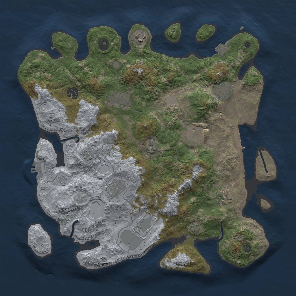Rust Map: Procedural Map, Size: 3750, Seed: 11095033, 17 Monuments