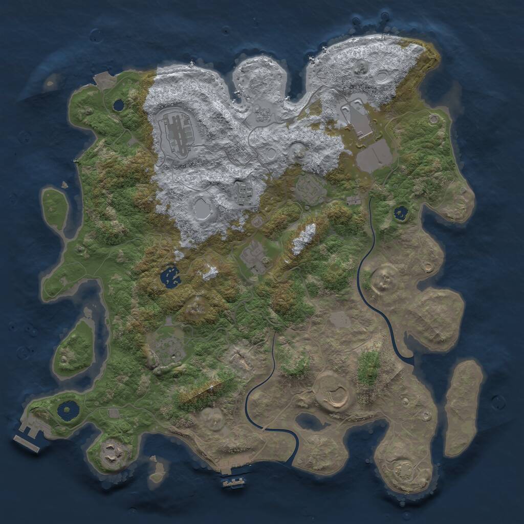 Rust Map: Procedural Map, Size: 3800, Seed: 44501834, 14 Monuments