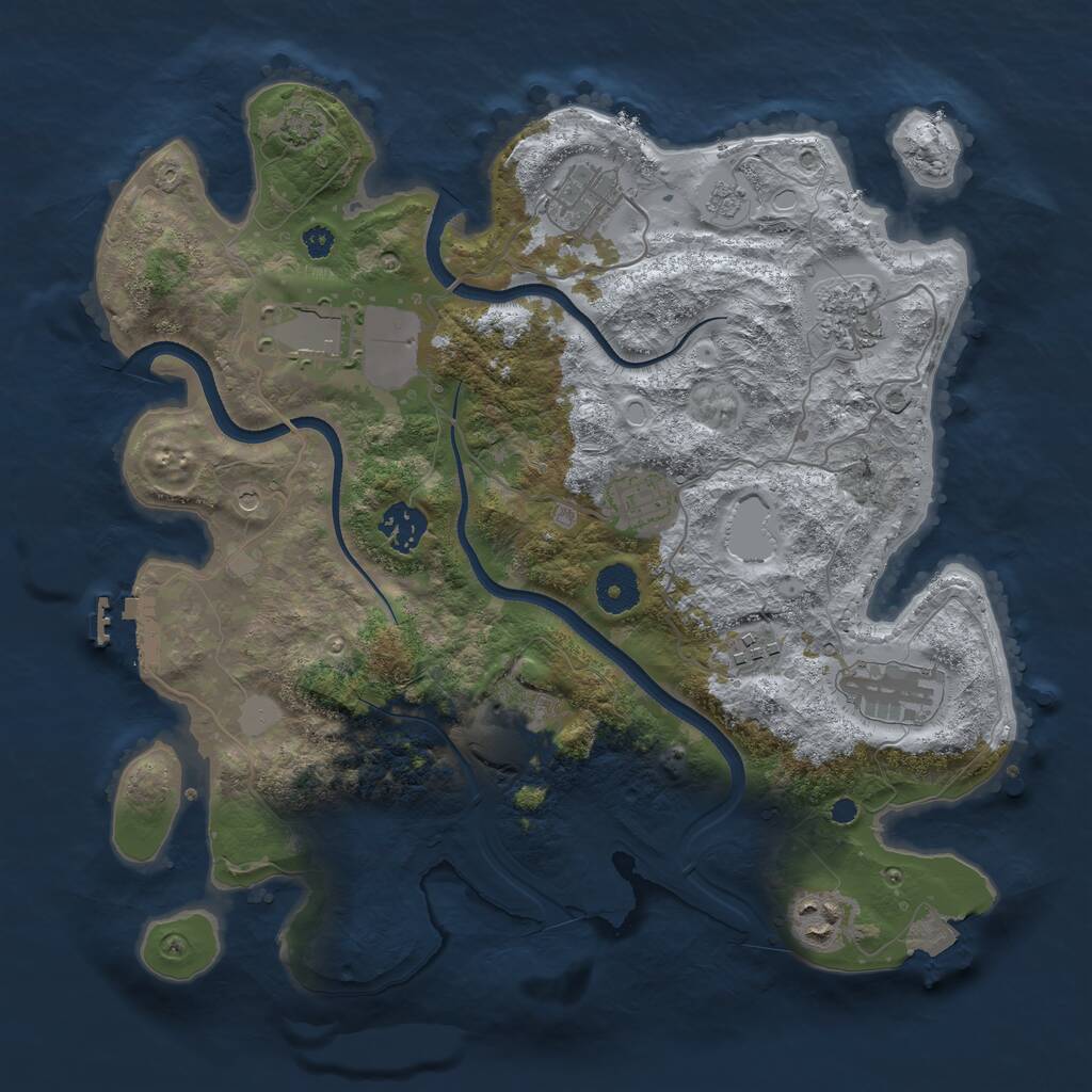 Rust Map: Procedural Map, Size: 3500, Seed: 1174296975, 14 Monuments