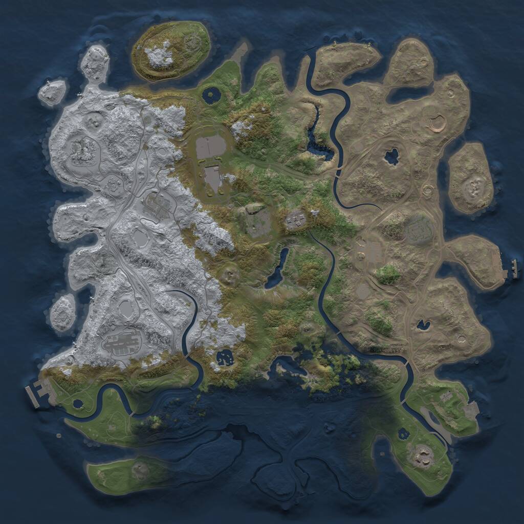 Rust Map: Procedural Map, Size: 4500, Seed: 47586, 17 Monuments