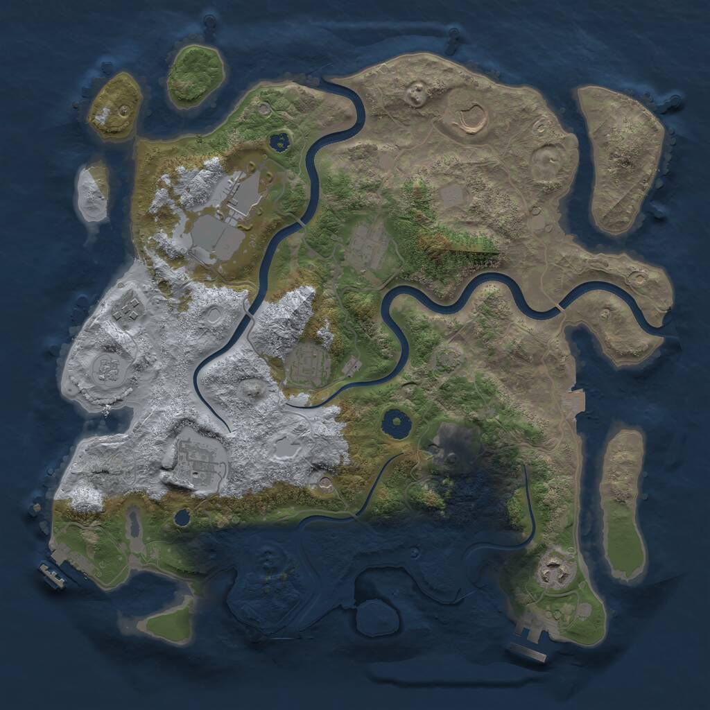 Rust Map: Procedural Map, Size: 3650, Seed: 16132811, 14 Monuments