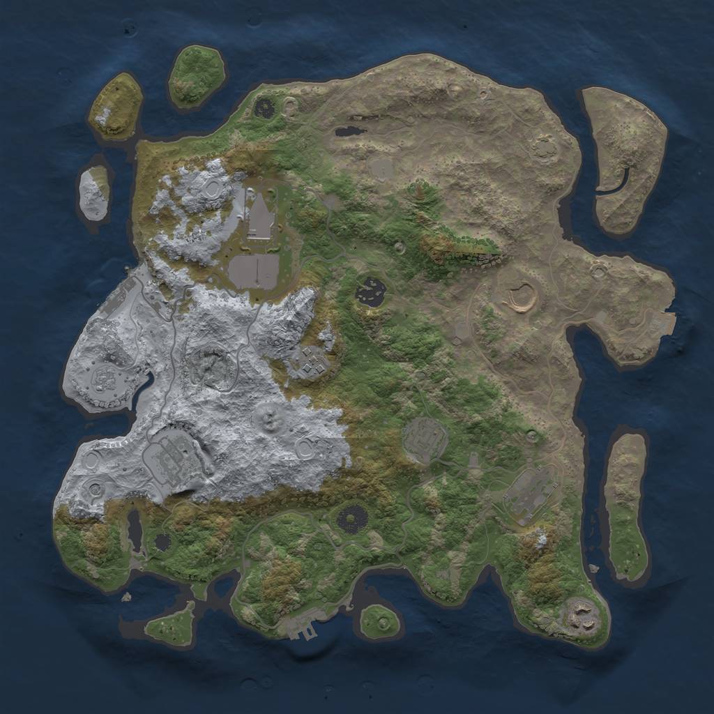 Rust Map: Procedural Map, Size: 3650, Seed: 16132811, 16 Monuments