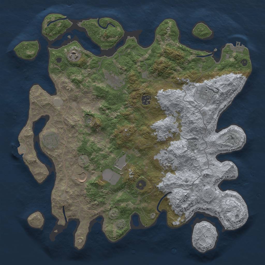 Rust Map: Procedural Map, Size: 4000, Seed: 91484374, 16 Monuments