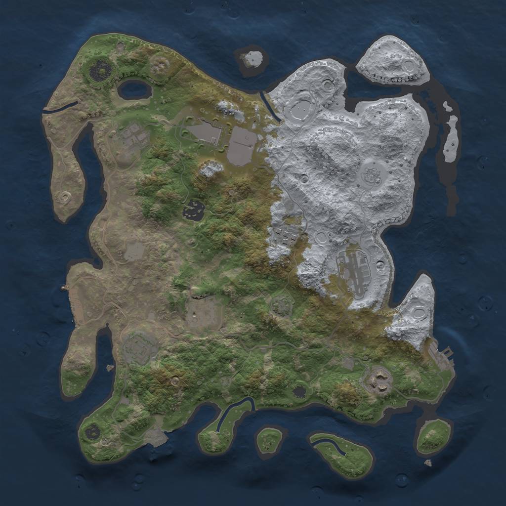 Rust Map: Procedural Map, Size: 3500, Seed: 1657418320, 15 Monuments