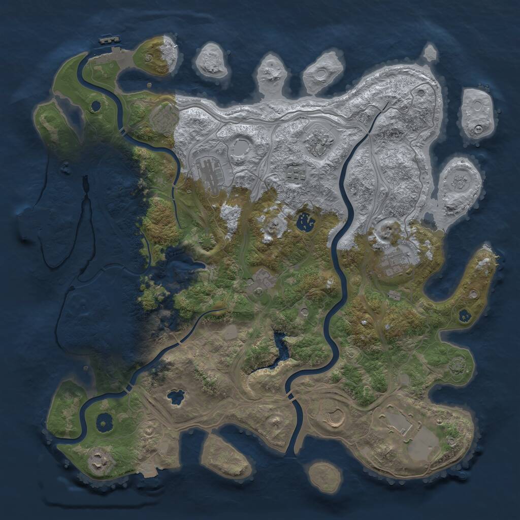 Rust Map: Procedural Map, Size: 4250, Seed: 1827131377, 16 Monuments