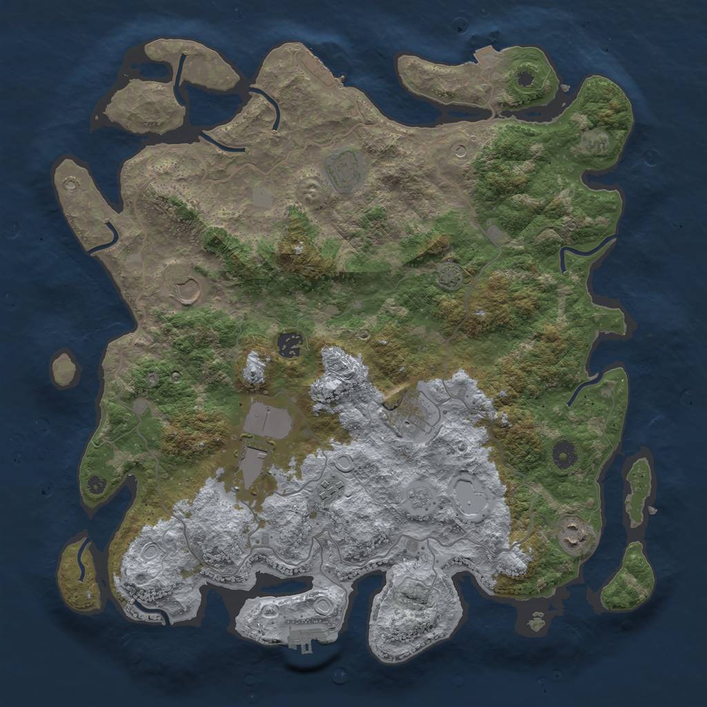 Rust Map: Procedural Map, Size: 4000, Seed: 1995657875, 15 Monuments