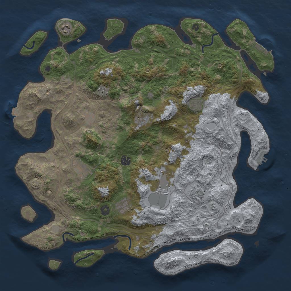 Rust Map: Procedural Map, Size: 4300, Seed: 22222, 18 Monuments