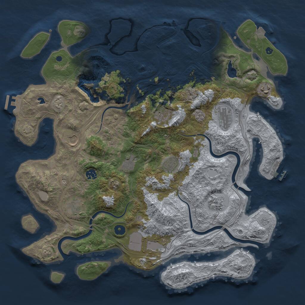 Rust Map: Procedural Map, Size: 4300, Seed: 22222, 17 Monuments