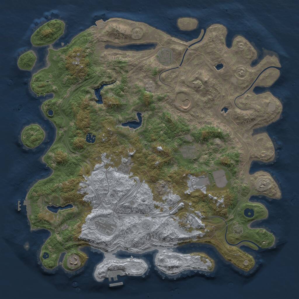 Rust Map: Procedural Map, Size: 4500, Seed: 1111732236, 16 Monuments