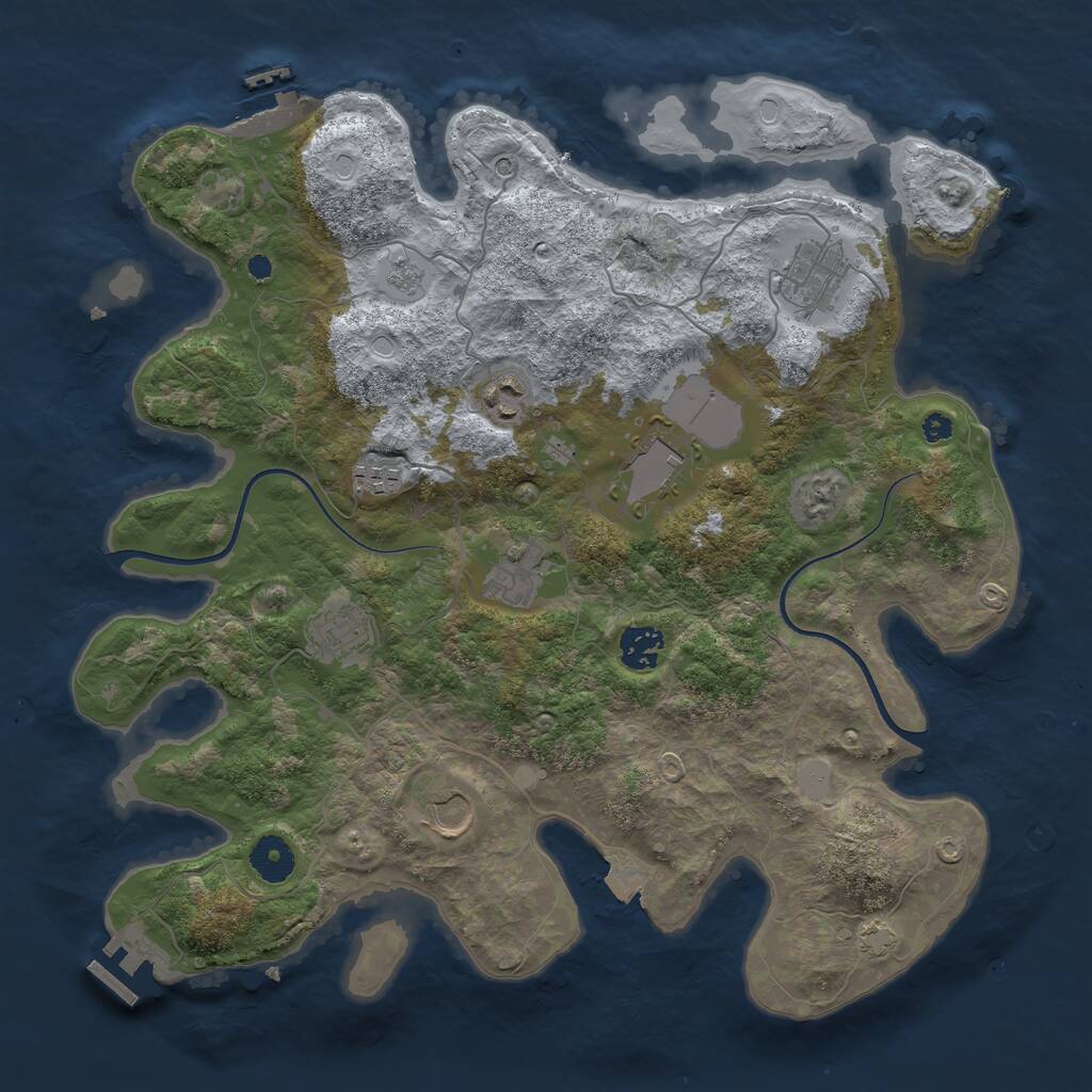 Rust Map: Procedural Map, Size: 3700, Seed: 954909414, 14 Monuments