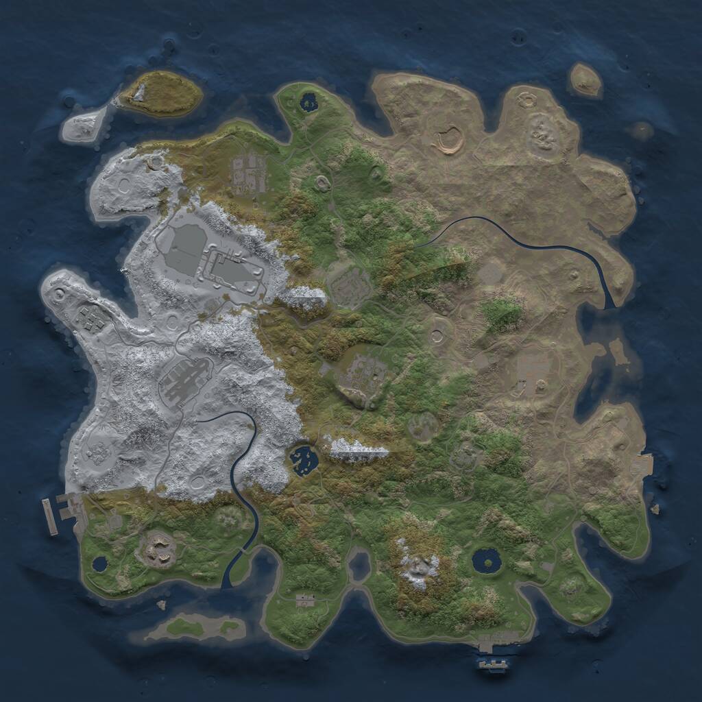 Rust Map: Procedural Map, Size: 3800, Seed: 74218050, 16 Monuments