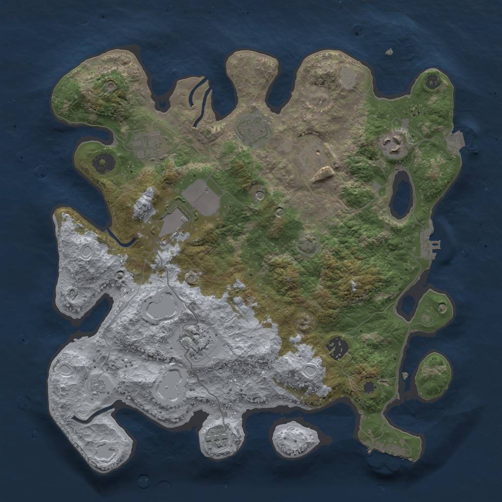 Rust Map: Procedural Map, Size: 3500, Seed: 60895152, 16 Monuments