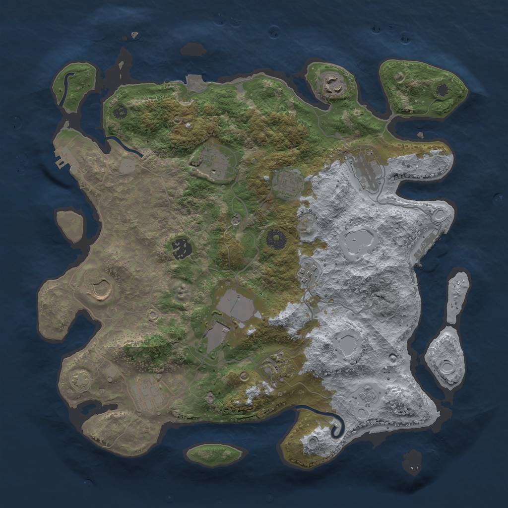 Rust Map: Procedural Map, Size: 3700, Seed: 838520564, 18 Monuments