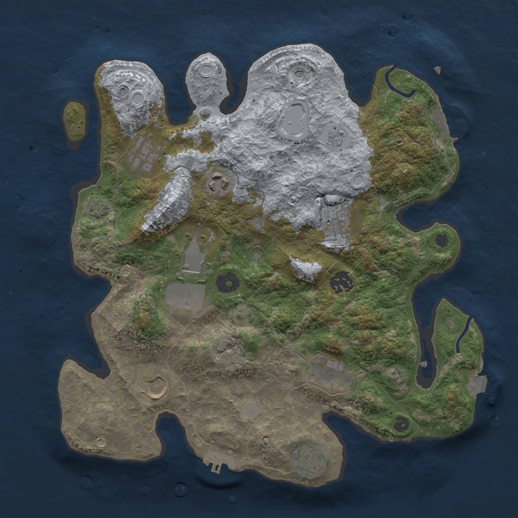Rust Map: Procedural Map, Size: 3500, Seed: 1067737466, 16 Monuments