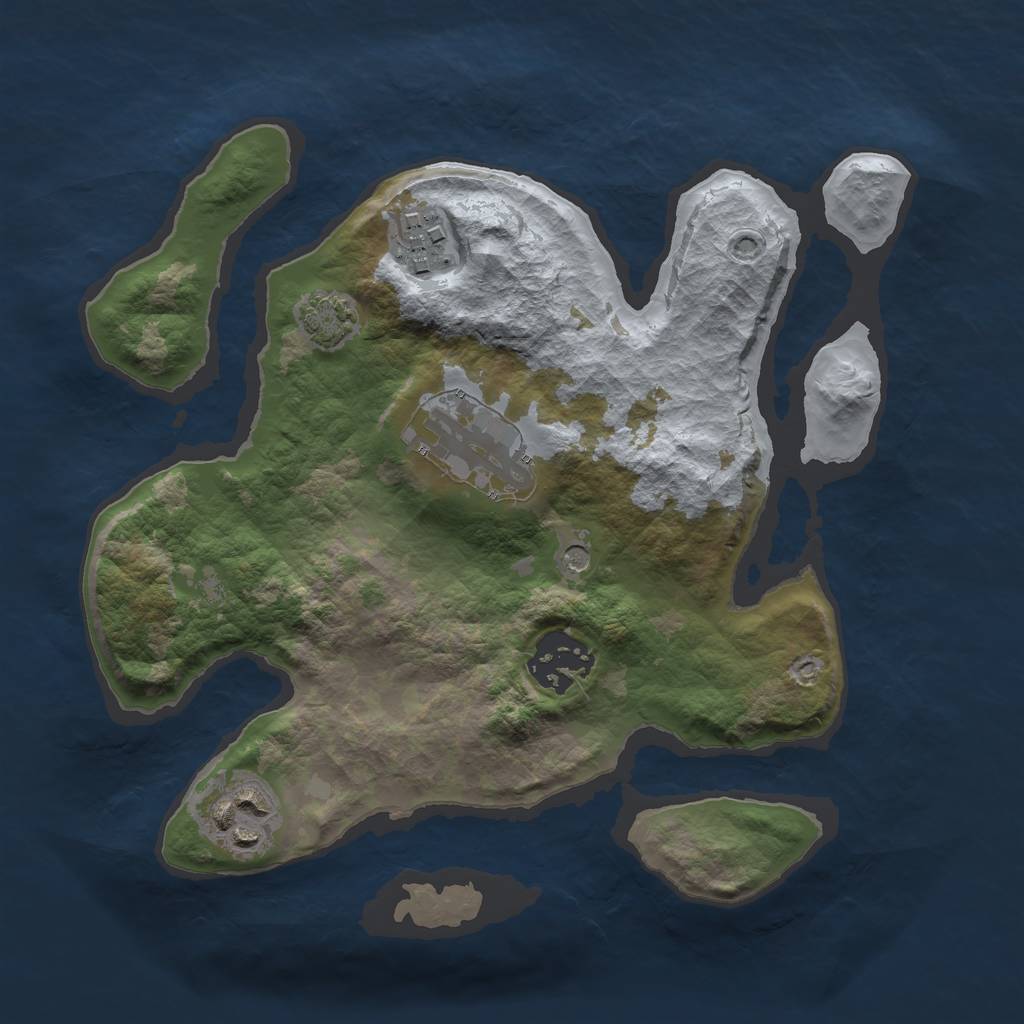 Rust Map: Barren, Size: 2500, Seed: 6462, 8 Monuments