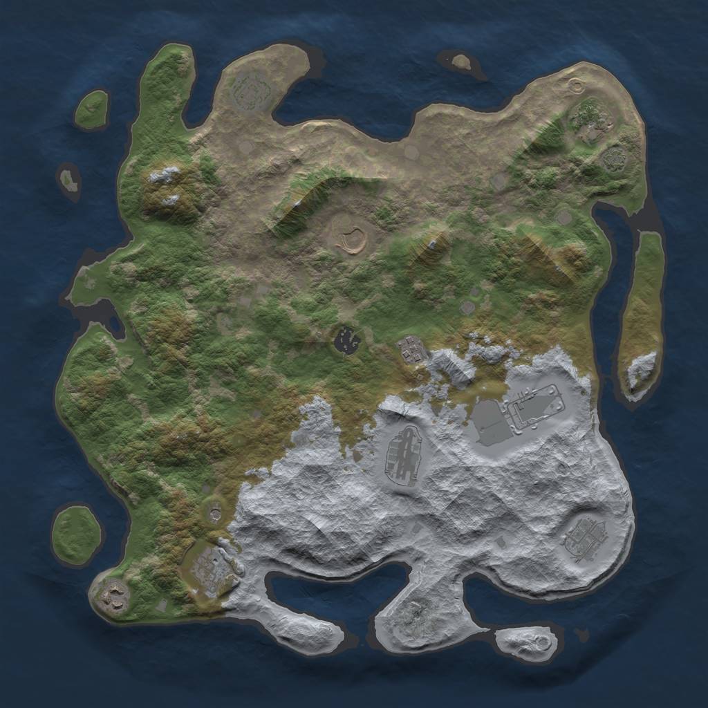 Rust Map: Barren, Size: 4100, Seed: 22197734, 14 Monuments