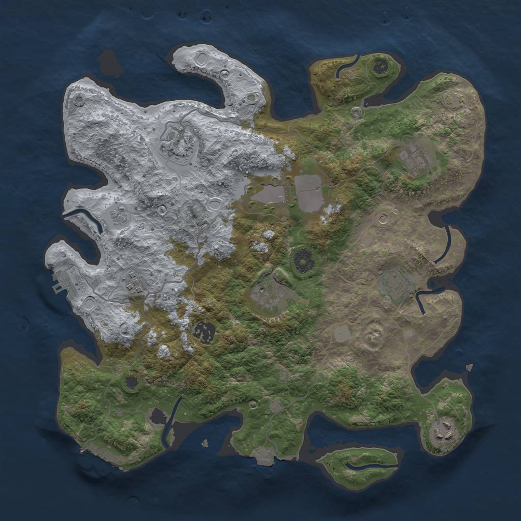Rust Map: Procedural Map, Size: 3550, Seed: 5447075, 16 Monuments