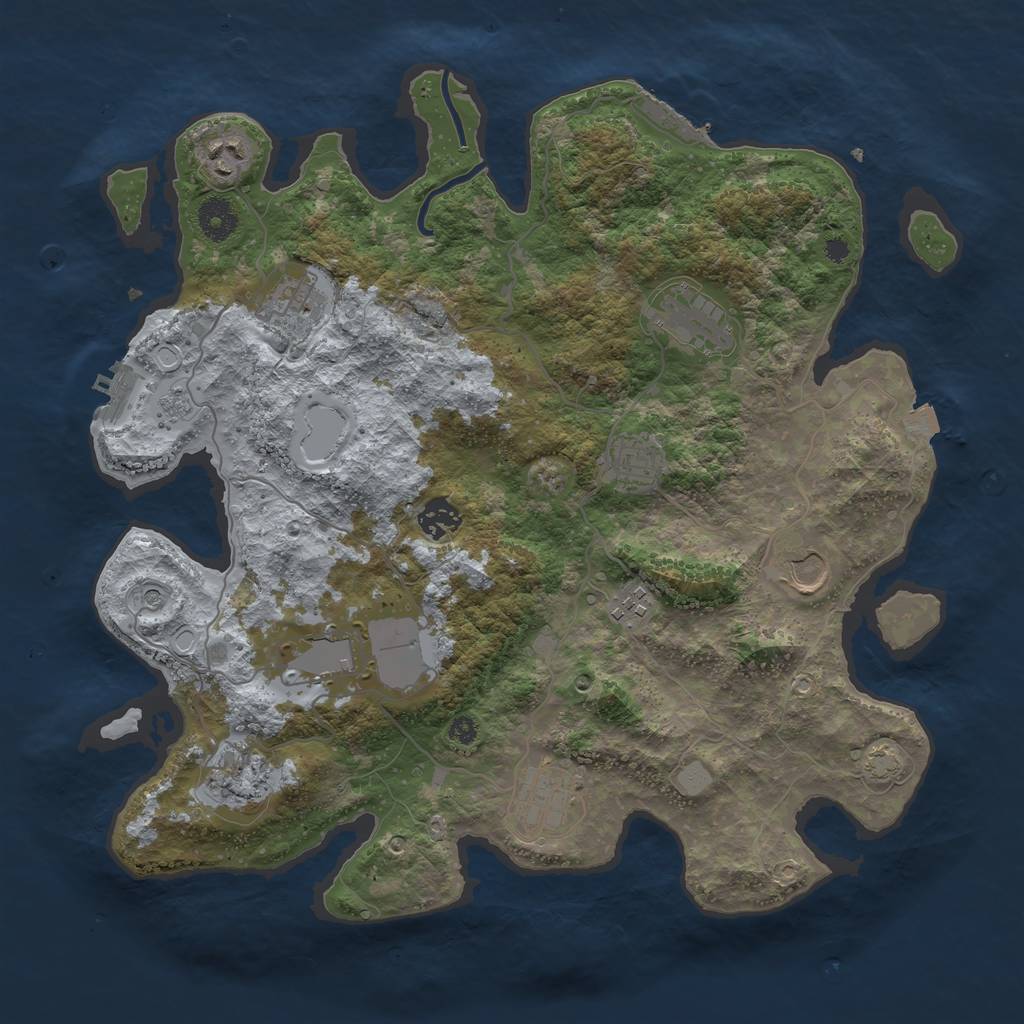 Rust Map: Procedural Map, Size: 3750, Seed: 1019599466, 18 Monuments