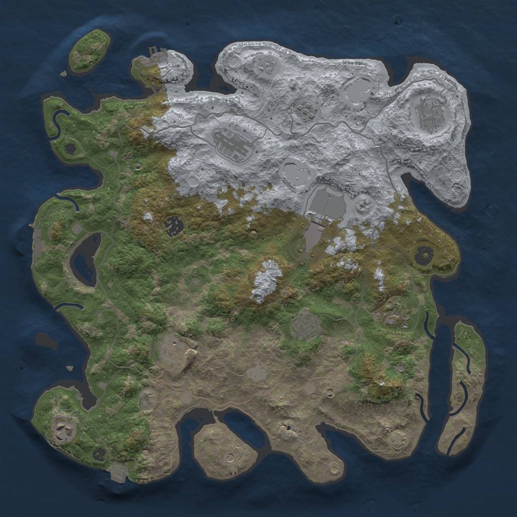 Rust Map: Procedural Map, Size: 4000, Seed: 512516370, 17 Monuments