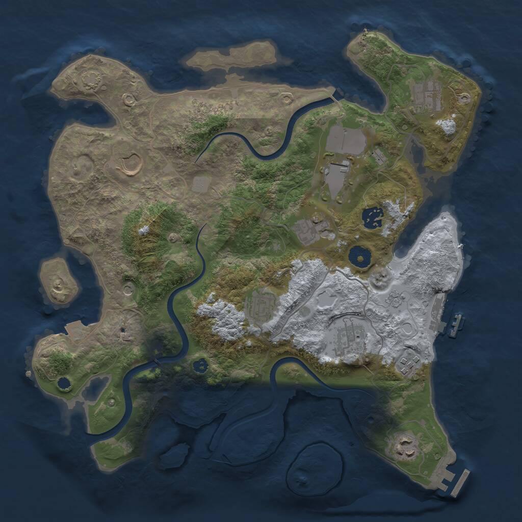 Rust Map: Procedural Map, Size: 3500, Seed: 1020265459, 15 Monuments