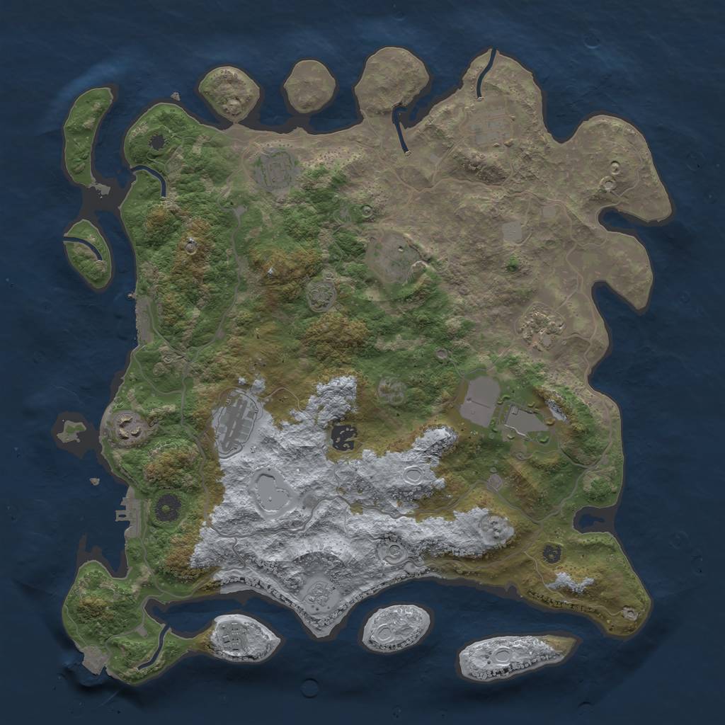 Rust Map: Procedural Map, Size: 4000, Seed: 690704938, 17 Monuments
