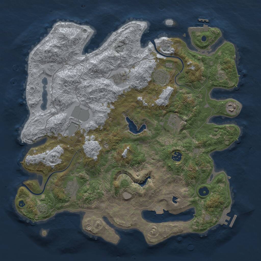 Rust Map: Procedural Map, Size: 4000, Seed: 73409438, 14 Monuments