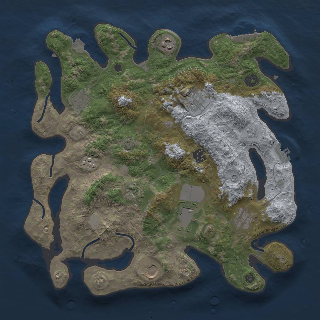 Rust Map: Procedural Map, Size: 3500, Seed: 75214053, 17 Monuments