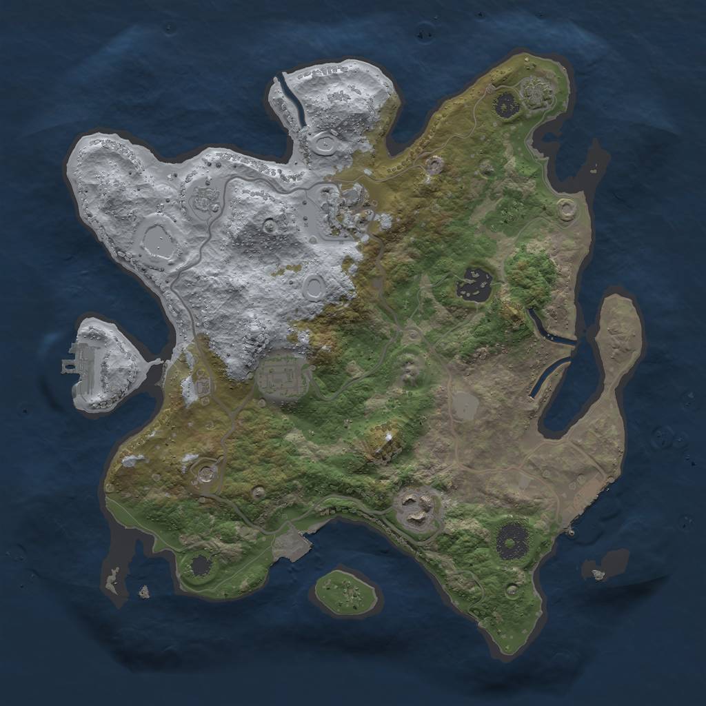 Rust Map: Procedural Map, Size: 3000, Seed: 1901954630, 12 Monuments