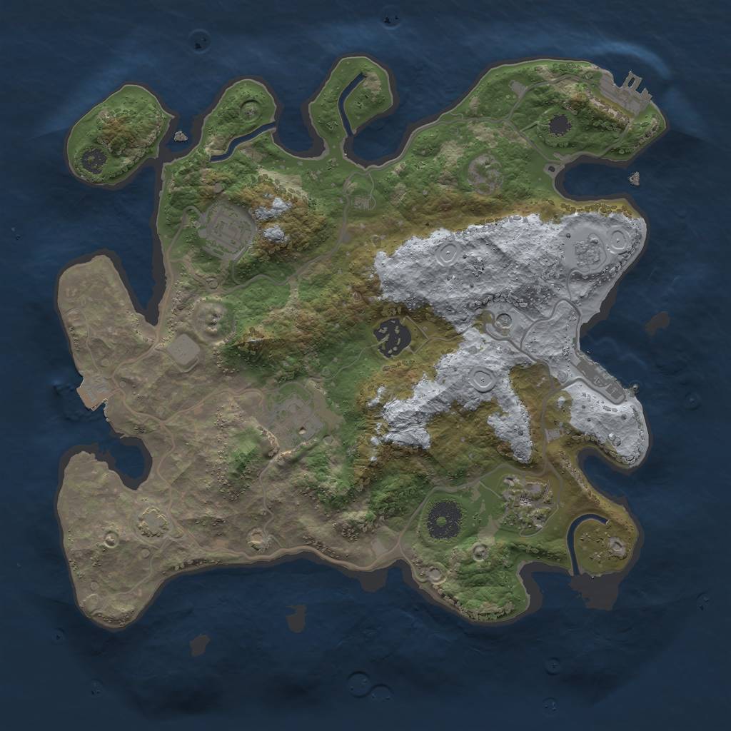Rust Map: Procedural Map, Size: 3000, Seed: 9632, 12 Monuments