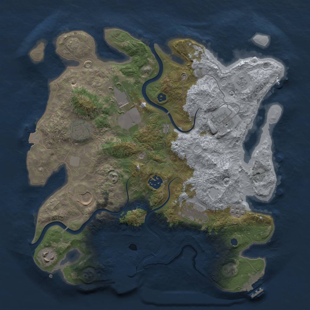 Rust Map: Procedural Map, Size: 3500, Seed: 517608408, 14 Monuments