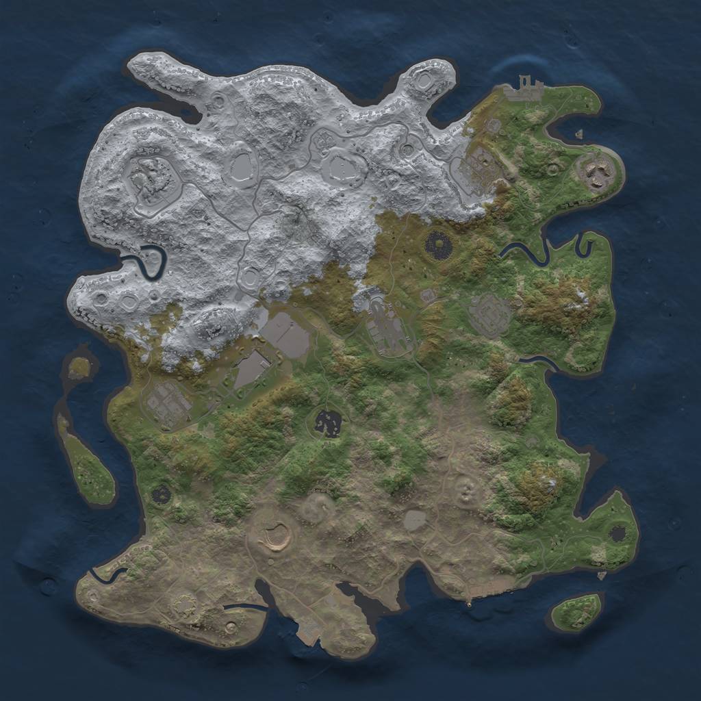 Rust Map: Procedural Map, Size: 3800, Seed: 92663471, 17 Monuments